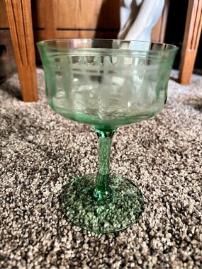 VTG RARE-Uranium Hocking Etched Stemmed Glass (Set of 4)